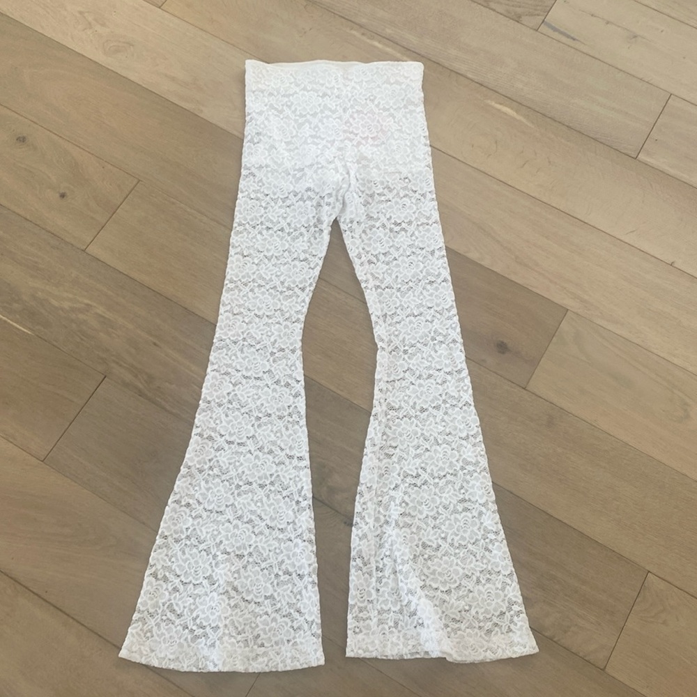 Show Me Your Mumu White Lace Flare Pants Size Medium